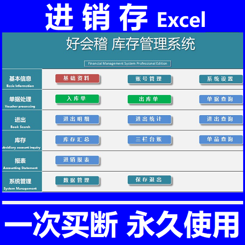 進(jìn)銷存excel進(jìn)出入庫(kù)管理軟件 采購(gòu)銷售單據(jù)